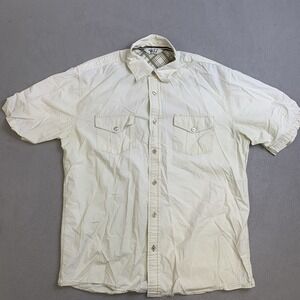 Ashworth Shirt Men's L Light Yellow Short Sleeve Button Up RN78069 100% Cotton
